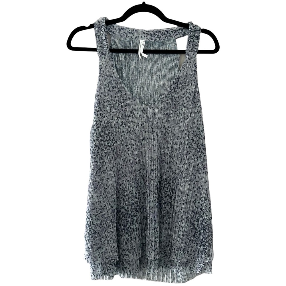 ANTHROPOLOGIE Metallic Silver Shimmer Layered Sleeveless Top Sz XL